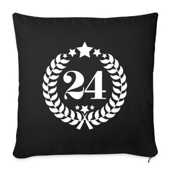 24th birthday wreath number 24 vintage age - Sofa pillowcase 17,3'' x 17,3'' (45 x 45 cm) - black - Front