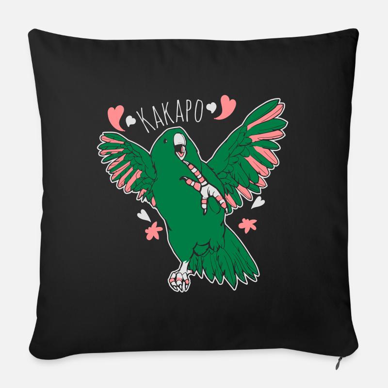 kakapo - fat parrot dance - Sofa pillowcase 17,3'' x 17,3'' (45 x 45 cm) - black
