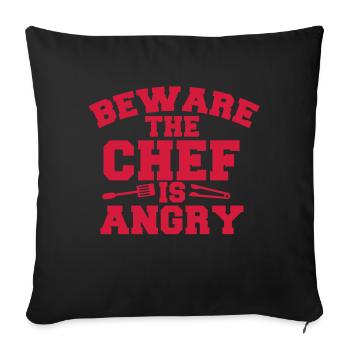 beware the chef cook is angry! tongs and fork - Sofa pillowcase 17,3'' x 17,3'' (45 x 45 cm) - black - Front