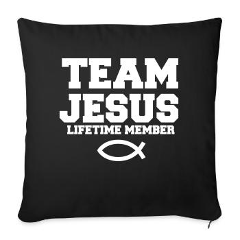 Équipe Jésus avec le symbole du poisson cadeau chrétien - Housse de coussin décorative 45 x 45 cm - noir - Devant