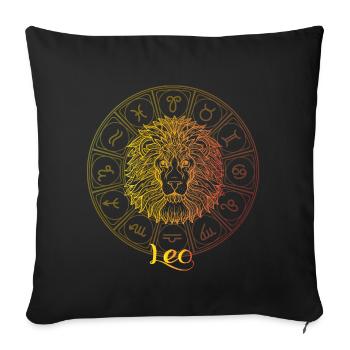 Signe du zodiaque de Léo - Housse de coussin décorative 45 x 45 cm - noir - Devant