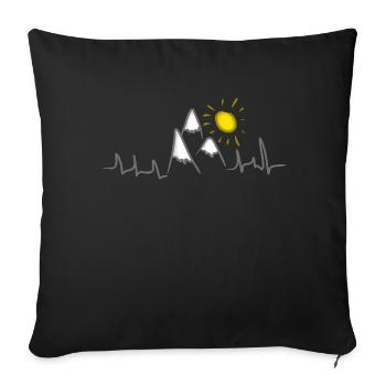 Montagnes sommet alps soleil battement de coeur - Housse de coussin décorative 45 x 45 cm - noir - Devant