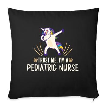 Cadeau de licorne pour enfants infirmière - Housse de coussin décorative 45 x 45 cm - noir - Devant