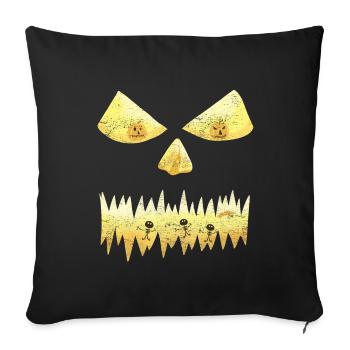 Visage de citrouille d'Halloween - Housse de coussin décorative 45 x 45 cm - noir - Devant