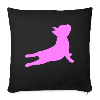 Bouledogue Français 4- Yoga Bouledogue Français - Housse de coussin décorative 45 x 45 cm - noir - Devant