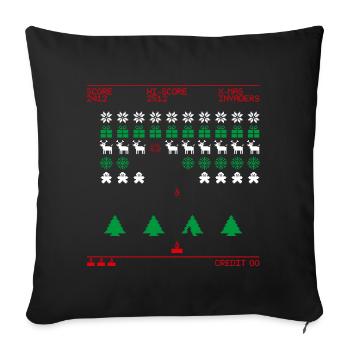 Invaders de Noël (tricolore) - Housse de coussin décorative 45 x 45 cm - noir - Devant