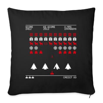 Invaders de Noël (bicolores) - Housse de coussin décorative 45 x 45 cm - noir - Devant