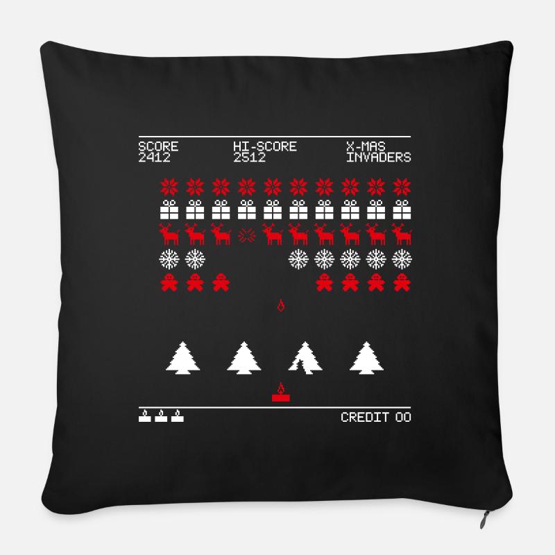 X-mas Invaders (bicolor) - Sofakissenbezug 45 x 45 cm - Schwarz