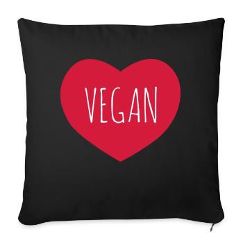 Vegan Love | Love to vegan vegan gift - Sofa pillowcase 17,3'' x 17,3'' (45 x 45 cm) - black - Front