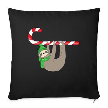 St. Nicholas Christmas Sloth Candy Cane - Sofa pillowcase 17,3'' x 17,3'' (45 x 45 cm) - black - Front