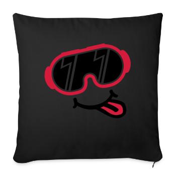 ski_brille_smiley_yx2 - Housse de coussin décorative 45 x 45 cm - noir - Devant
