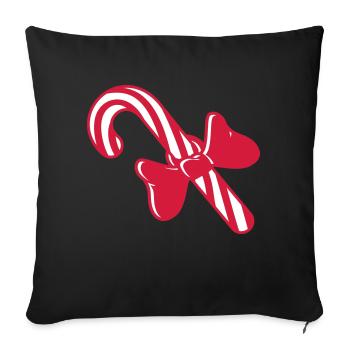 bonbons cadeau de noël canne à sucre délicieux - Housse de coussin décorative 45 x 45 cm - noir - Devant