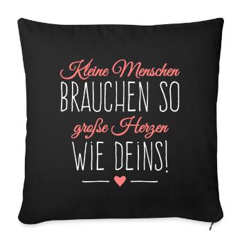 Geschenkidee für liebevolle Erzieherin oder Mama - Sofakissenbezug 45 x 45 cm - Schwarz - Vorne