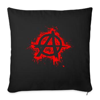 Anarchie / Anarchy, rote Spritzer - Sofakissenbezug 45 x 45 cm - Schwarz - Vorne