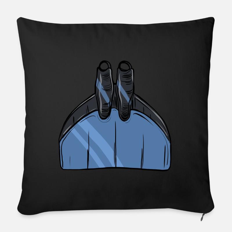 bleu monofin apnée nage en apnée - Housse de coussin décorative 45 x 45 cm - noir