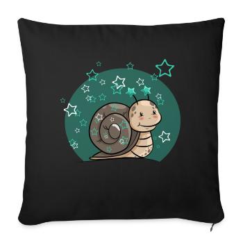 Snail with stars - Sofa pillowcase 17,3'' x 17,3'' (45 x 45 cm) - black - Front