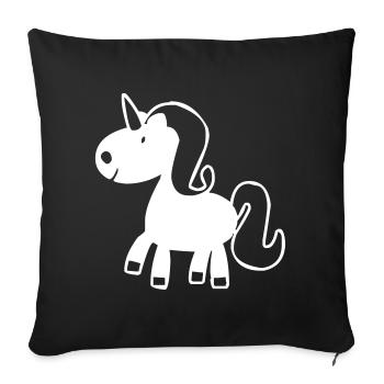Unicorn horse for children - Sofa pillowcase 17,3'' x 17,3'' (45 x 45 cm) - black - Front