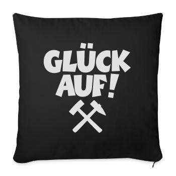 Glück auf mit Schlägel und Eisen - Sofakissenbezug 45 x 45 cm - Schwarz - Vorne