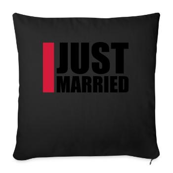 Just Married Logo-Design - Housse de coussin décorative 45 x 45 cm - noir - Devant