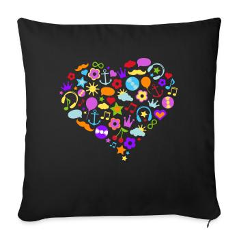 colorful heart - Sofa pillowcase 17,3'' x 17,3'' (45 x 45 cm) - black - Front