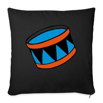 drums - Trommel - Sofakissenbezug 45 x 45 cm - Schwarz - Vorne