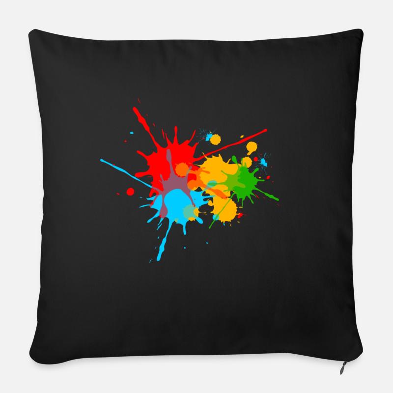 Farbspritzer, Farbkleckse, Farbe, color, bunt, fun - Sofakissenbezug 45 x 45 cm - Schwarz