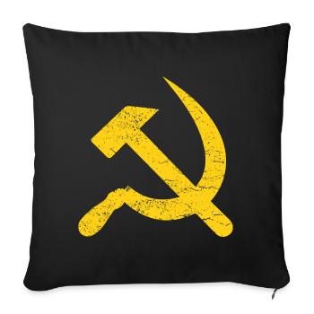 Cadeau de marteau et faucille URSS Russie Poutine - Housse de coussin décorative 45 x 45 cm - noir - Devant