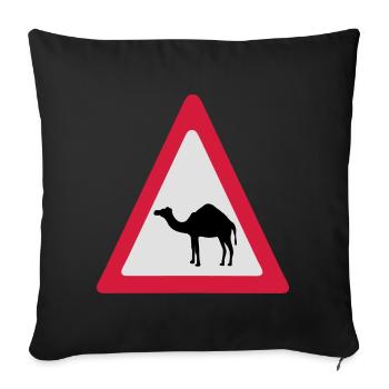 Caution Camel Traffic Sign - Sofa pillowcase 17,3'' x 17,3'' (45 x 45 cm) - black - Front