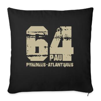 France Aquitaine Pyrénées Atlantiques 64 Pau - Housse de coussin décorative 45 x 45 cm - noir - Devant