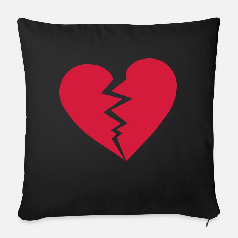 cœur brisé - Housse de coussin décorative 45 x 45 cm - noir