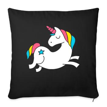 unicorn - Einhorn - Housse de coussin décorative 45 x 45 cm - noir - Devant