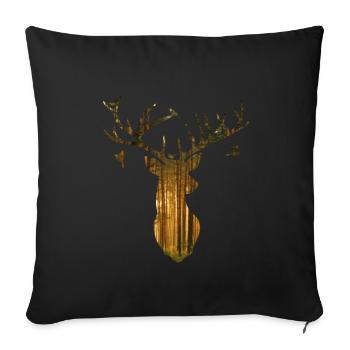 Silhouette de cerf en or - Housse de coussin décorative 45 x 45 cm - noir - Devant