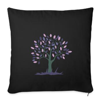 Arbre aux feuilles roses et violettes - Housse de coussin décorative 45 x 45 cm - noir - Devant