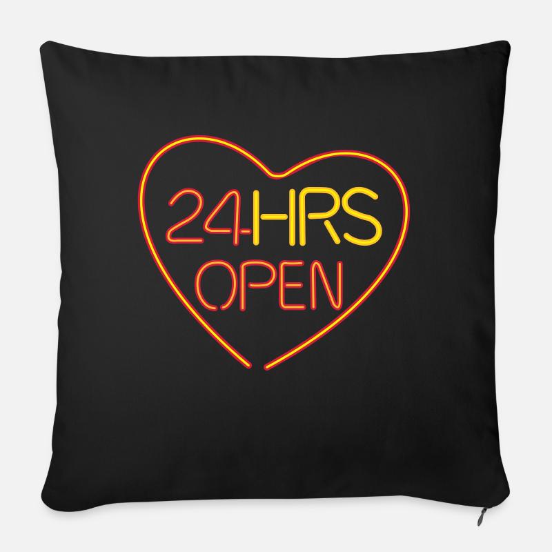 neon open heart - Sofa pillowcase 17,3'' x 17,3'' (45 x 45 cm) - black