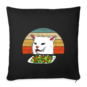 Cat Meme Woman Yelling At Table Dinner Vintage - Housse de coussin décorative 45 x 45 cm - noir - Devant