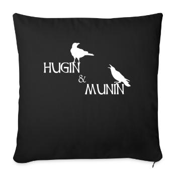 Hugin et Munin mythologie nordique Corbeaux d'Odin - Housse de coussin décorative 45 x 45 cm - noir - Devant