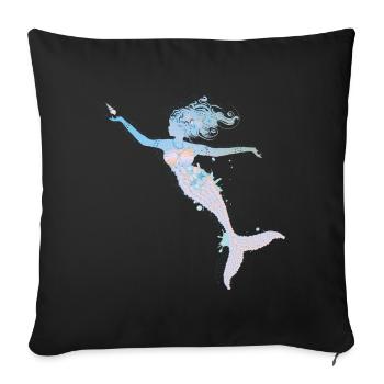 sirène ludique dans des couleurs pastel fraîches - Housse de coussin décorative 45 x 45 cm - noir - Devant