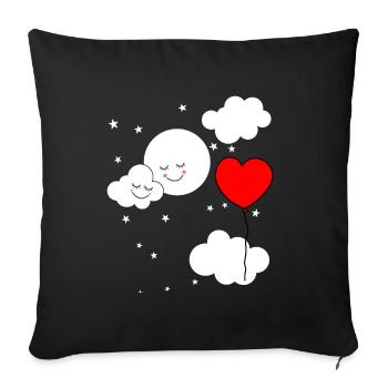 Fantasy children sky balloon heart baby - Sofa pillowcase 17,3'' x 17,3'' (45 x 45 cm) - black - Front