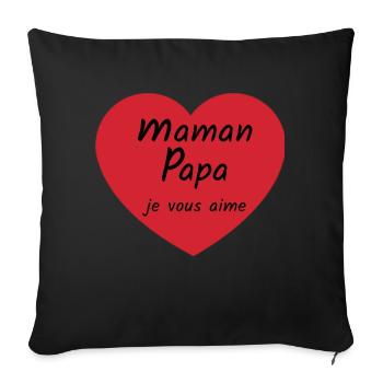 Maman Papa je vous aime coeur (noir) - Housse de coussin décorative 45 x 45 cm - noir - Devant