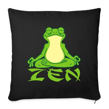 Grenouille et yoga - Housse de coussin décorative 45 x 45 cm - noir - Devant