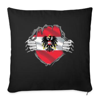Autriche drapeau armoiries cadeau super-héros - Housse de coussin décorative 45 x 45 cm - noir - Devant