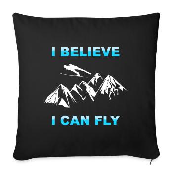 saut à ski - Housse de coussin décorative 45 x 45 cm - noir - Devant