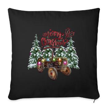 Weihnachtstraktor - Sofakissenbezug 45 x 45 cm - Schwarz - Vorne