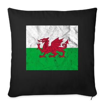 Drapeau du Pays de Galles Vintage - Housse de coussin décorative 45 x 45 cm - noir - Devant