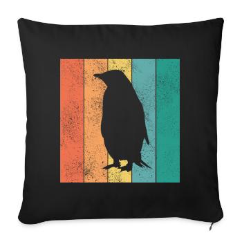 Penguin Penguins Animal Ice South Pole Retro Gift - Sofa pillowcase 17,3'' x 17,3'' (45 x 45 cm) - black - Front