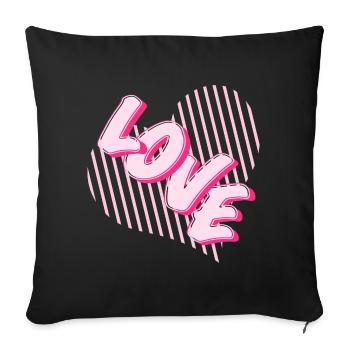 Police en forme de cœur rose néon Love - Housse de coussin décorative 45 x 45 cm - noir - Devant