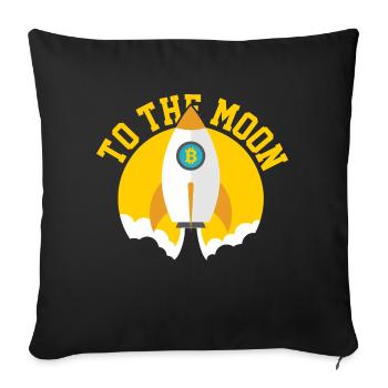 Crypto jusqu’à la lune, Bitcoin - Housse de coussin décorative 45 x 45 cm - noir - Devant