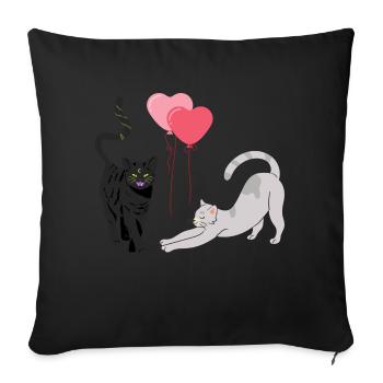 Balloon cats - Sofa pillowcase 17,3'' x 17,3'' (45 x 45 cm) - black - Front