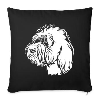 Petit Basset Griffon Vendéen Tête « Black Edition » - Housse de coussin décorative 45 x 45 cm - noir - Devant