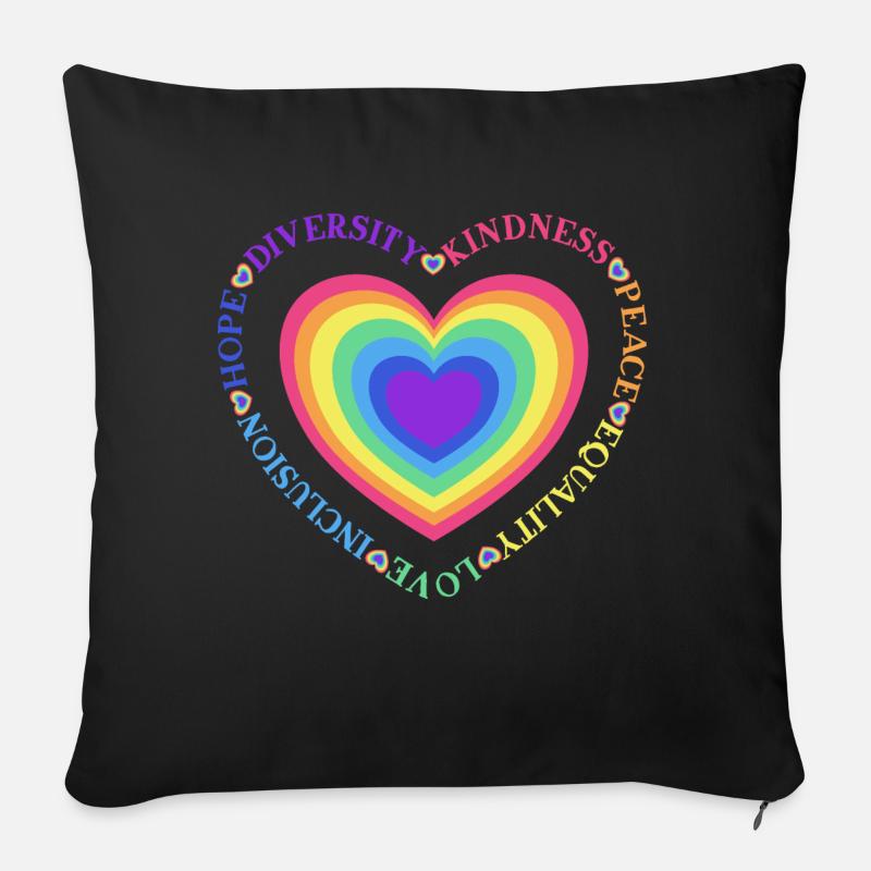 Diversity Kindness Peace Equality Love Inclusion - Sofakissenbezug 45 x 45 cm - Schwarz